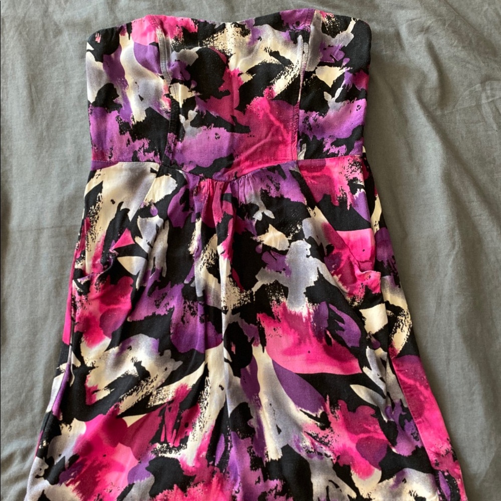 Multi colored strapless dress